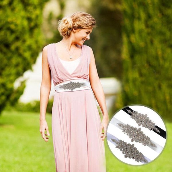 

belts women's rhinestones handmade belt wedding dresses marriage bridal ribbion sash prom diamon, Black;brown