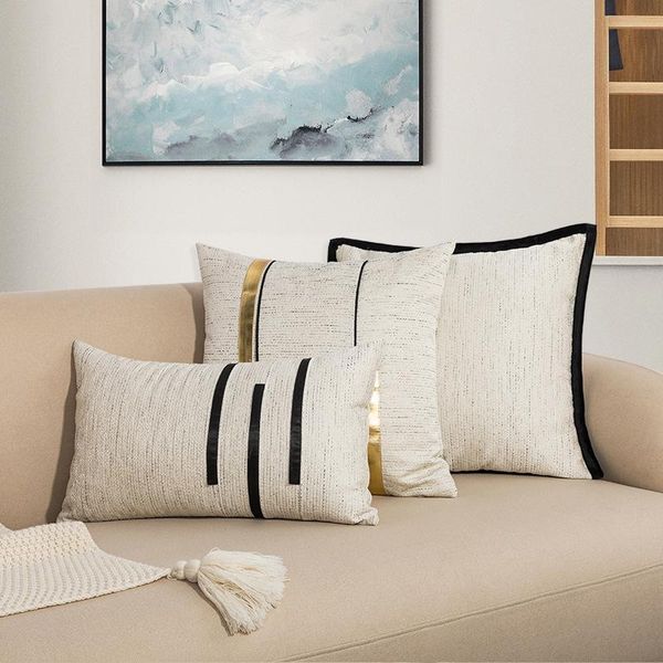 

cushion/decorative pillow thicked creamy black stripe patchwork cushion cover sofa decor throw high-grade solid office car chair pillowcase