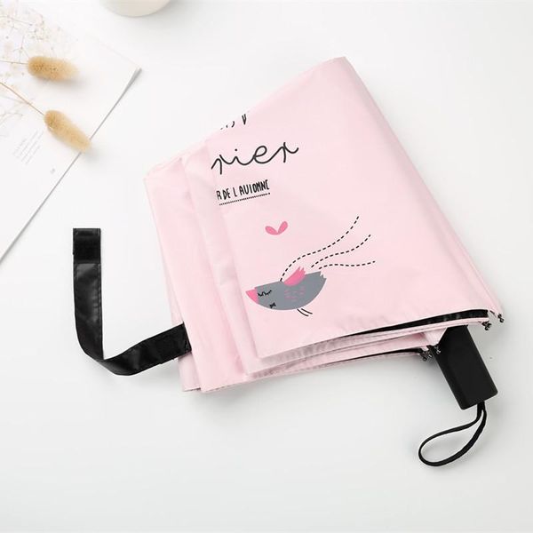

umbrellas folding umbrella cute cartoon mouse uv protection sun three-folding for women