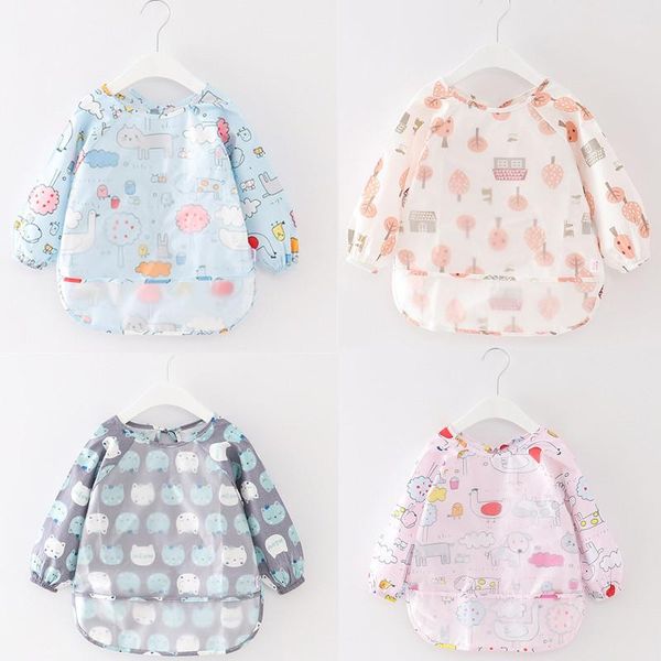 

bibs & burp cloths kids baby bandana cute cartoon waterproof infant eating children drawing long sleeve apron self feeding bib