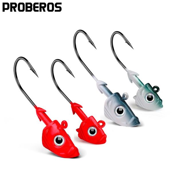

fishing hooks proberos 5pcs slow jig head 21.5g-32.5g exposed metal jigging barbed soft bait fishhooks tackle