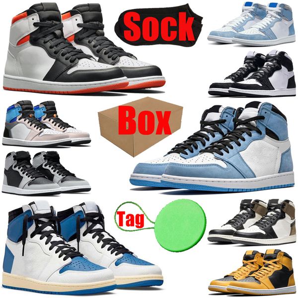 

air jordan retro 1 1s mens womens basketball shoes jumpman travis scott bred patent electro orange pollen fragment men women trainers sports
