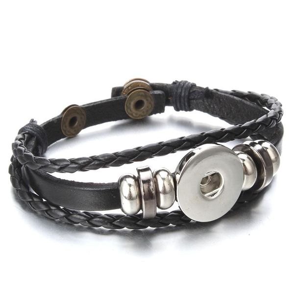 

snap button bracelet braided leather button snap bracelet & bangles fit 18mm snaps for women men buttons jewel jllzsz, Golden;silver