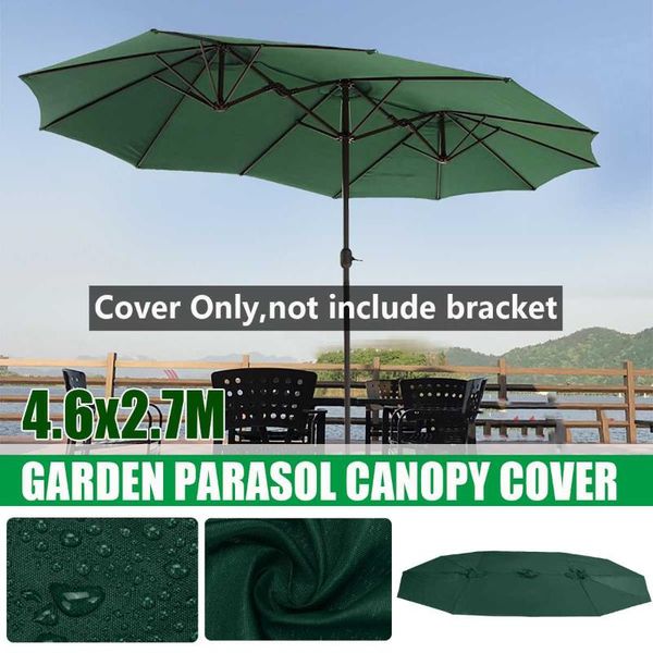 

shade 4.6m x 2.7m garden parasol canopy cover waterproof anti uv crank umbrella outdoor awning sun shelter no bracket