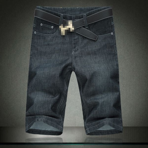 

2021 summer black men jean oversized 54 56 fashion men's short jeans elastic cotton denim shorts pants 1378 agri, Blue