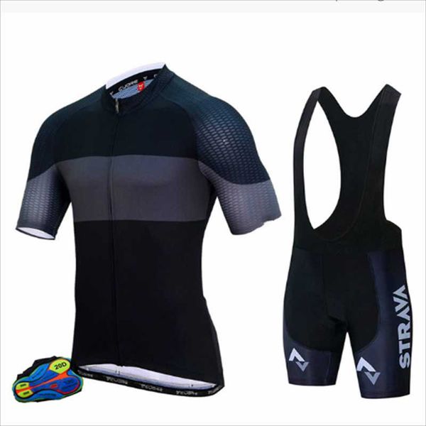 

racing sets men's strava summer cycling jersey set breathable bike wear team sport bicycle men clothing short sleeve suit, Black;blue