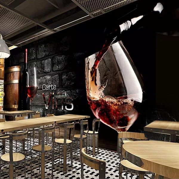 

custom 3d wallpaper european retro red wine brick background wall painting western restaurant decor mural waterproof