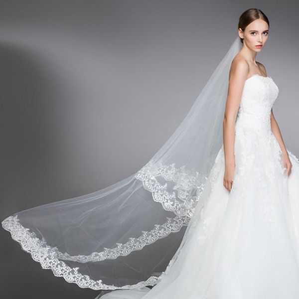 

bridal veils wedding accessories veil 1.5/2/2.5/5m 1 layer lace without comb, Black