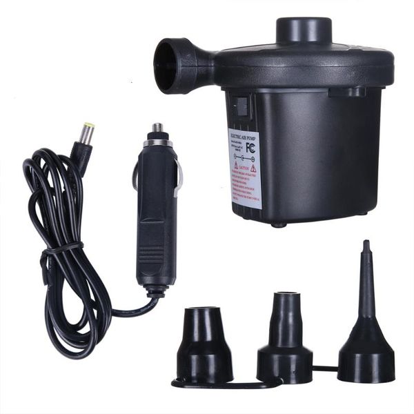 

inflatable pump 220v 12v electric quick air filling compressor with 3 nozzles for car camping life buoy boat cushion home use