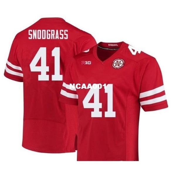 

2019 new 668 nebraska cornhuskers garrett snodgrass #41 real full embroidery college jersey size s-4xl or custom any name or number jersey, Black