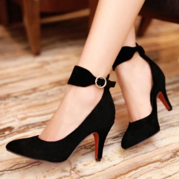 

dress shoes flock high heels fashion summer pumps woman pointed sandals party slides sandalias mujer sapato feminino women d2539, Black