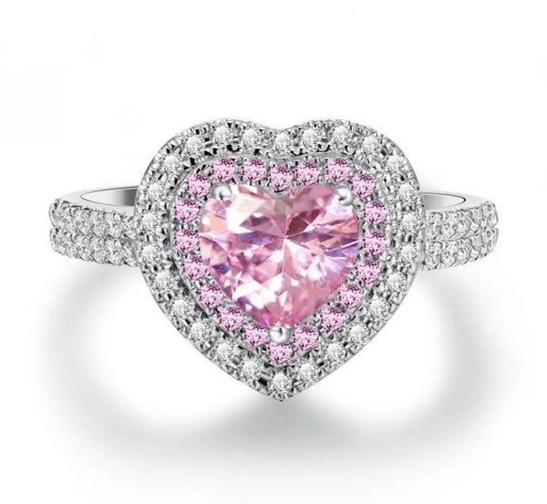 

wedding rings pink love ring boutique ladies inlaid zircon, Slivery;golden