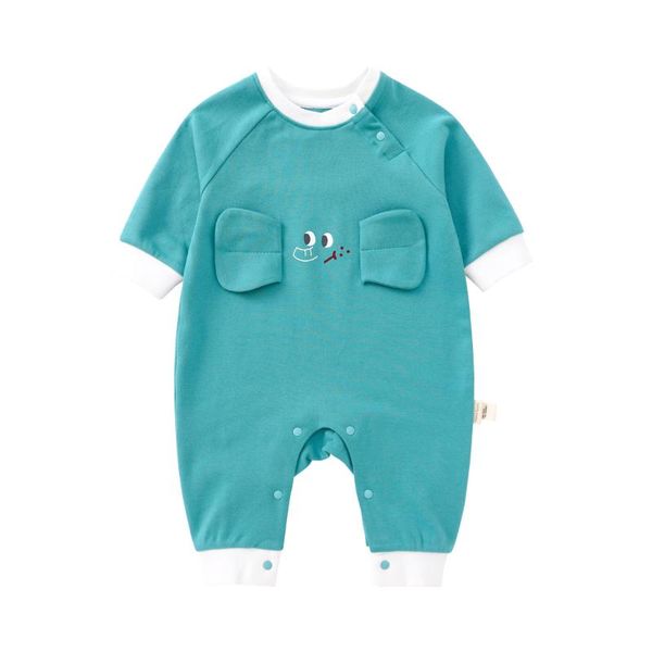 

pureborn newborn baby jumpsuit cartoon elephant bear cotton pullover baby pajamas boy girl clothes spring autumn sleepwear, Blue