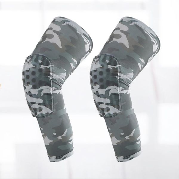 

2pcs breathable football basketball knee pads elastic honeycomb knee brace leg sleeve calf support protection (, Black;gray