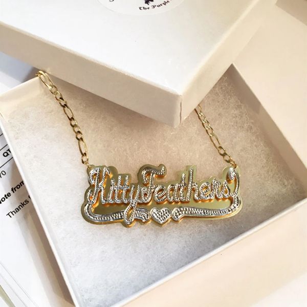 

double silver kristenco personalized curb chain chokers name plate necklace wxjj