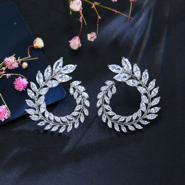 

cwwzircons 4 pcs leaf shape new fashion cz necklace earring bracelet and ring sets famous brand jewelry womens accessories t011g, Black
