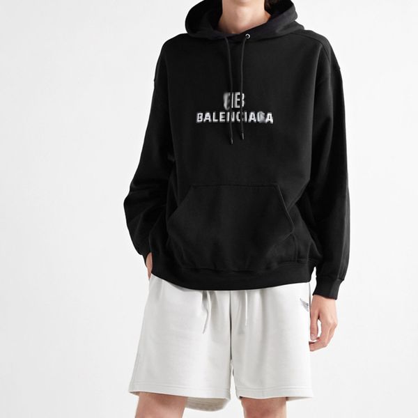 

men's sweater solid color hooded cotton terry digital printing pullover couple shirt sportswear print, Black