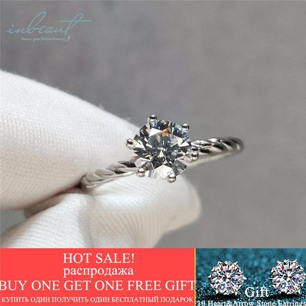 

cluster rings inbeaut 925 silver 18k white gold plated 1 ct round excellent cut d color pass diamond test moissanite plant ring women jewelr, Golden;silver