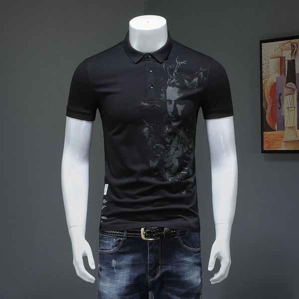 

t shirt men's fashion polo with lapel for young men, White;black