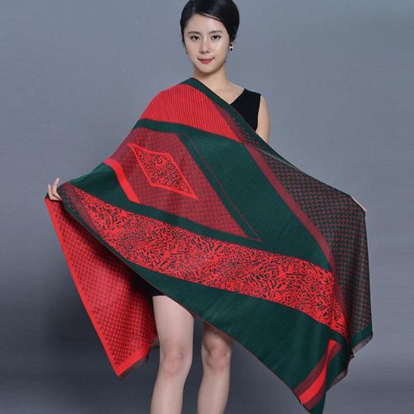 

scarves national soft thicken cashmere scarf wraps fashion red green wome long shawls elegant ladies warm winter ponchos, Blue;gray