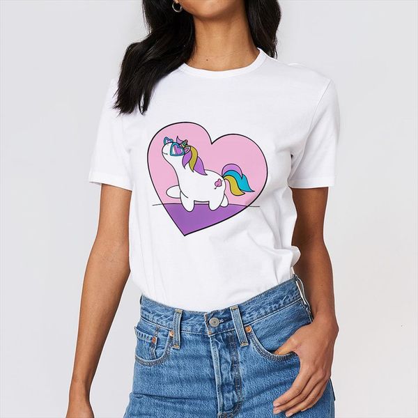 

summer fashion cartoon cool mens unicorn and women heart printed harajuku casual female graphic cute tee top, White;black
