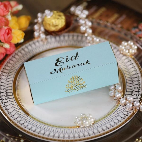 

50pcs eid mubarak chocolate boxes muslim ramadan hollow rectangle cake container n1ha gift wrap