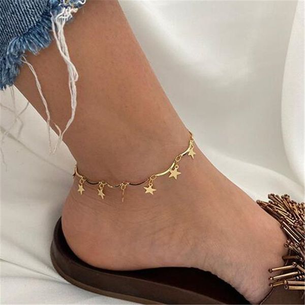 

jewelry personalized beach metal elements simple sequin star anklet, Red;blue