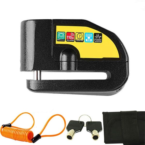 

theft protection outdoor security waterproof disc brake lock padlock 110db alarm scooter anti motorcycle bike with reminder cable universal