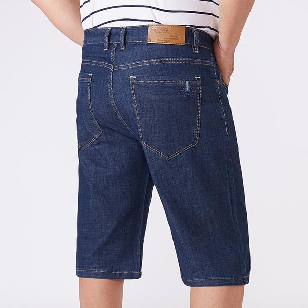 

plus size 42 44 46 48 50 52 men's blue denim shorts business casual loose straight stretch short jeans male brand, White;black