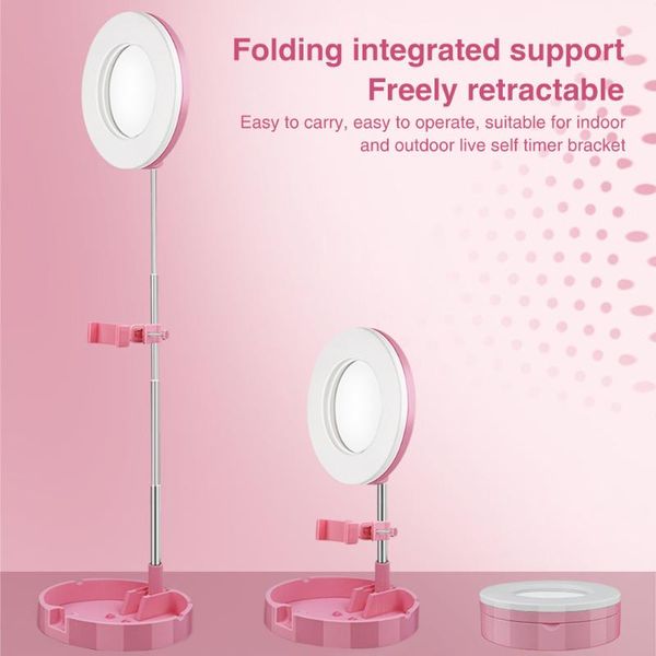 

flash heads live streaming selfie with stand po studio folding 8inch fill phone holder ring light self shooting portable adjustable angle