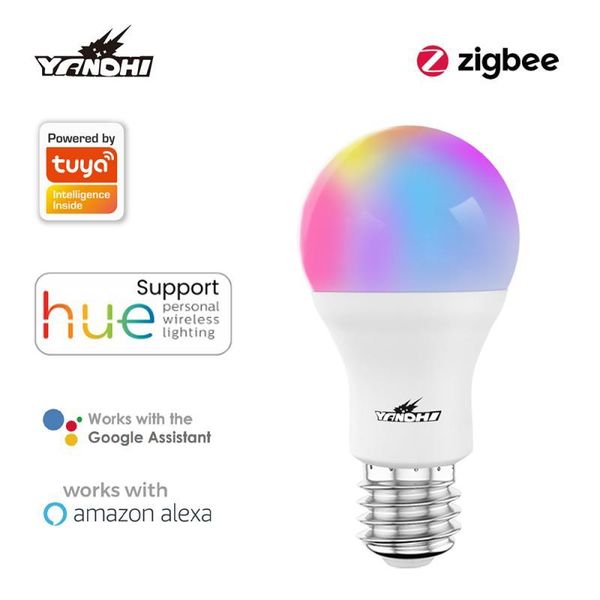 

smart home control yandhi tuya zigbee light bulb led e27 10w rgb+w+c dimmable lamp life app remote with alexa google