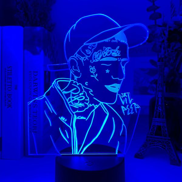 3D rapper lil peep levou luz luz para decoração de casa presente colorido nightlight para fãs Dropshipping 3d lâmpada celebridade
