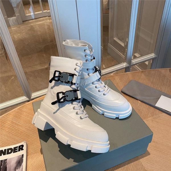 

boots women motorcycle real cow leather platform lace up zipper leisure trendy ladies ankle short shoes botas, Black