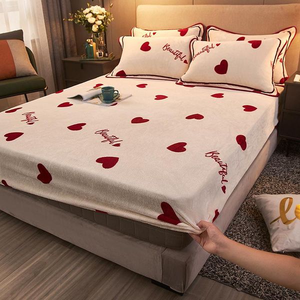 

sheets & sets warm universal mattress cover mink cashmere thicken bed winter dust protector pad bedspread fitted sheet
