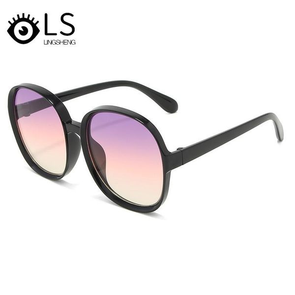 

sunglasses ls women/men brand designer alloy mirror sun glasses 2021 classic big frame round outdoor streetwear yg038, White;black