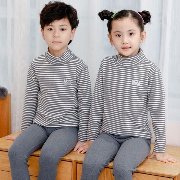

pajamas 2-14 yrs children's thermal underwear set turtleneck warm long johns boys girls home wear cotton winter pyjamas, Blue;red