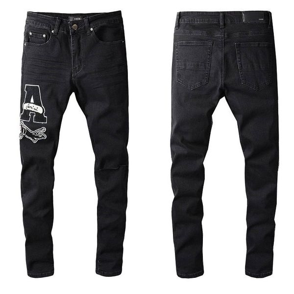 

2021 amiry new men's luxury designers denim jeans holes trousers biker pants #689, Blue