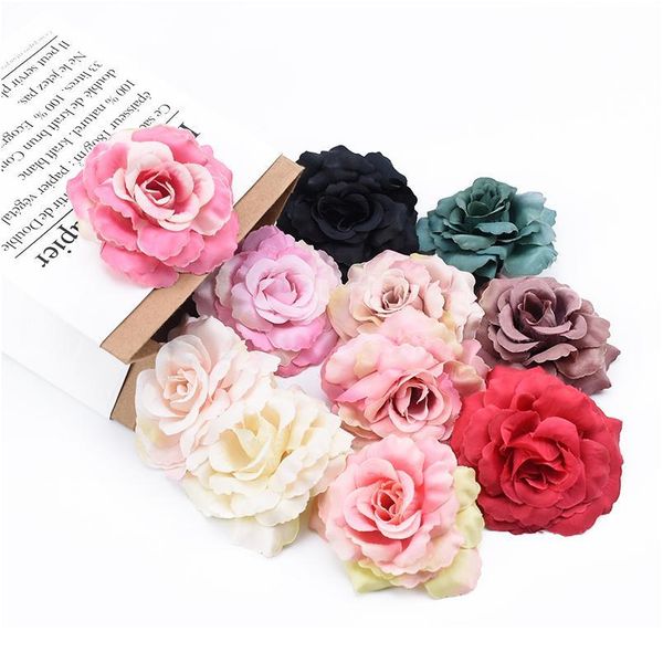 

4pcs 8cm roses head scrapbooking wedding flower wall diy decorative wreaths party home decoration accessories artificial jlltud