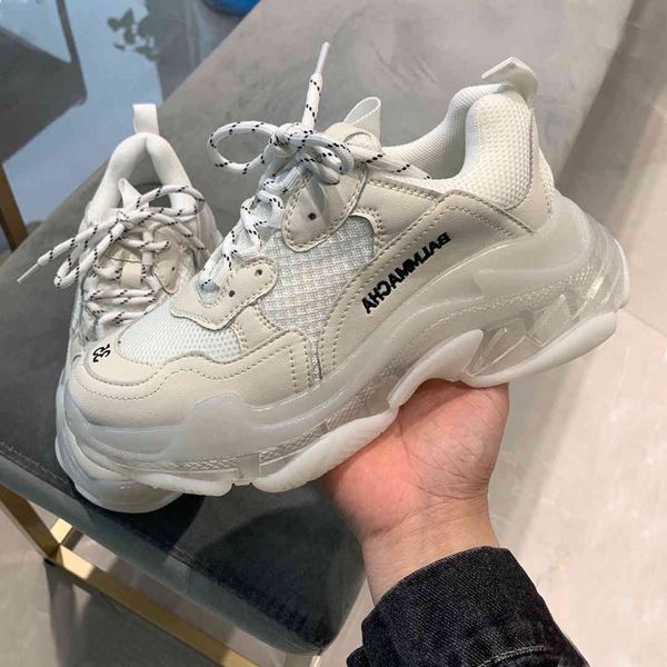 

casual versatile black thick soled leather net red dad sports women's shoes