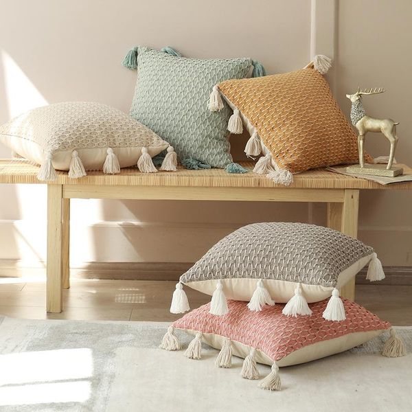 

cushion/decorative pillow christmas cushion cover decorative case european simple bohemia cotton thread weaving sofa chair bedding coussin