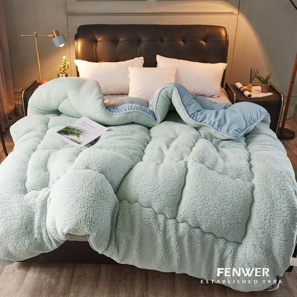 

comforters & sets fenwer super warm lamb quilt winter blanket double-sided velvet thickened autumn spring plush comforter core
