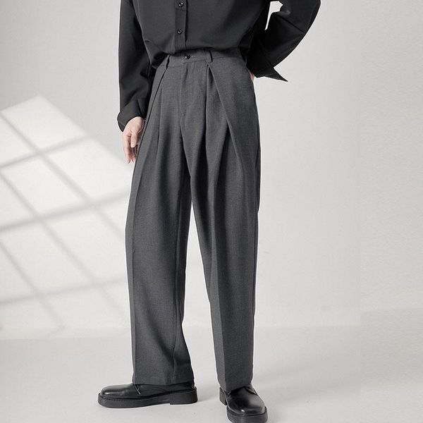 

men's suits & blazers men non-iron high-waist loose casual suit pant man trend fashion korean streetwear trousers harajuku straight, White;black