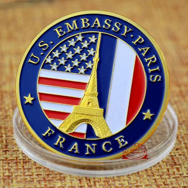 

non magnetic crafts usa department of state embassy paris france tower souvenir challenge gold plated collectible coin