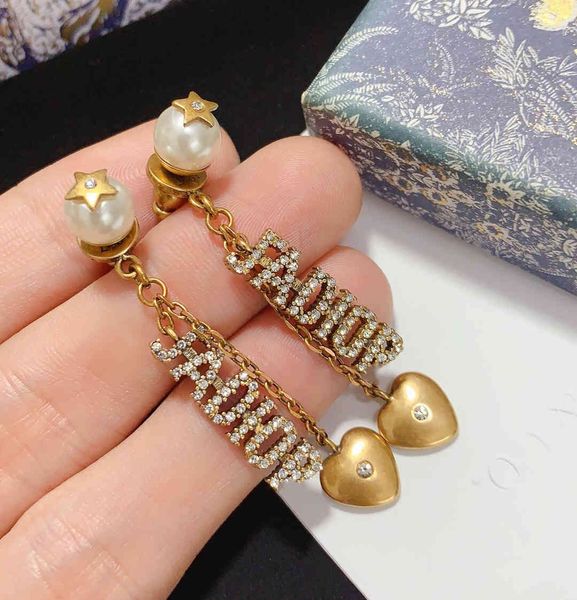 

2021 luxury designer jewelry / new letter earrings 925 silver needle high version tassel long earrings