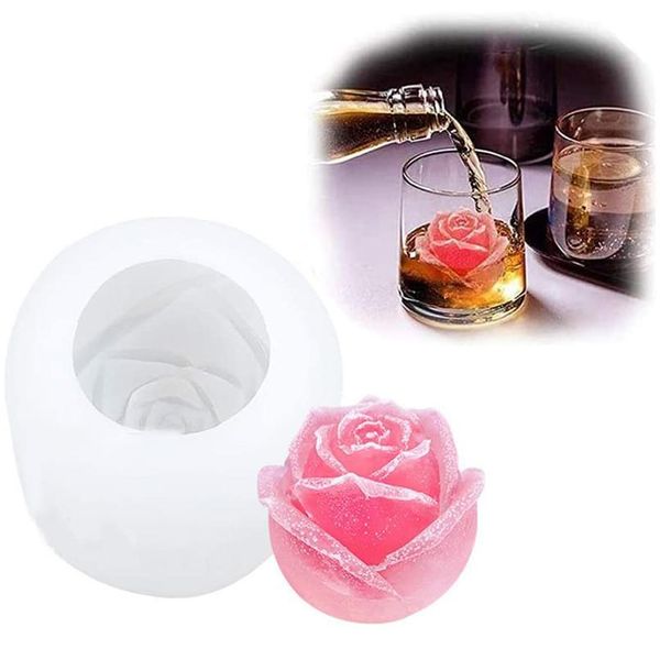 

3d sile rose shape ice cubes mold mould for cocktails drink iced tea kit qylsmg