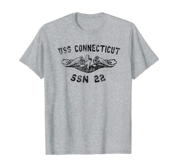

uss connecticut ssn22 attack submarine badge vintage t-shirt, White;black