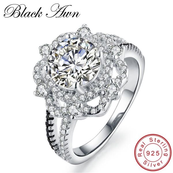 

cluster rings [black awn] neo-gothic 4.9g 925 sterling silver jewelry trendy wedding for women engagement ring femme bijoux bague c102, Golden;silver