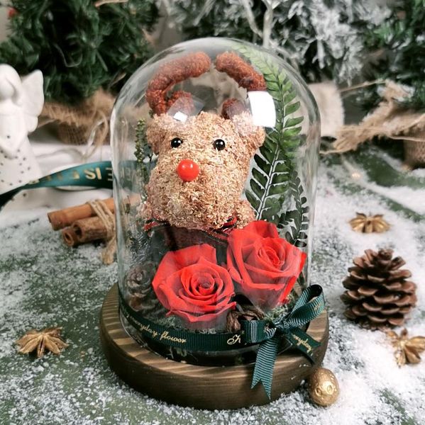 

decorative flowers & wreaths christmas gifts elk eternal rose in glass dome dried decoration birthday favor valentines day gift for girlfrie