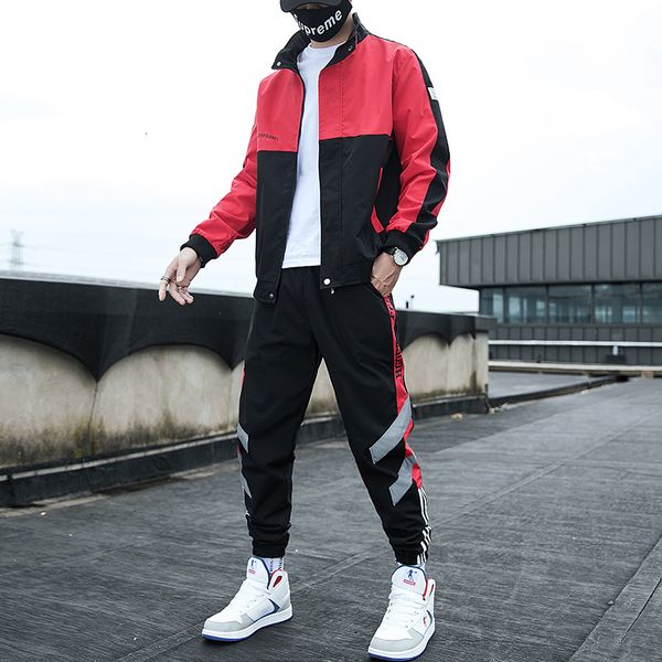 

2021 new autumn tracksuits men patchwork hoodies+pants suit zipper hooded sweatshirt set male hoodie sportswear suits l13v 6ih7, Gray