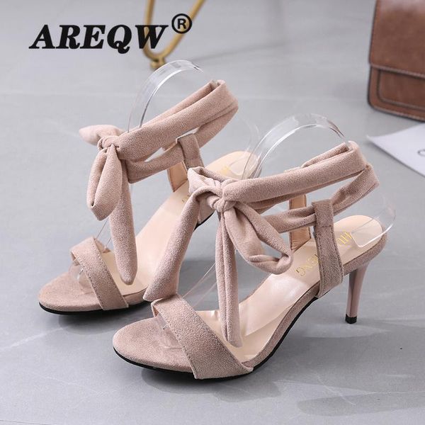 

sandals ankle strap fashion high heels summer shoes elegant open toe gladiator riband party thin suede women, Black